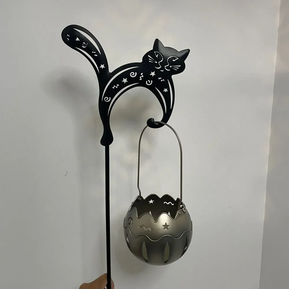 Partylite Pumpkin Spike With Cat P7570 Halloween - Open Box